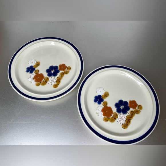 Vintage Dinner Ware Small Plate Florals Stoneware Oven to Table Japan Set of 2